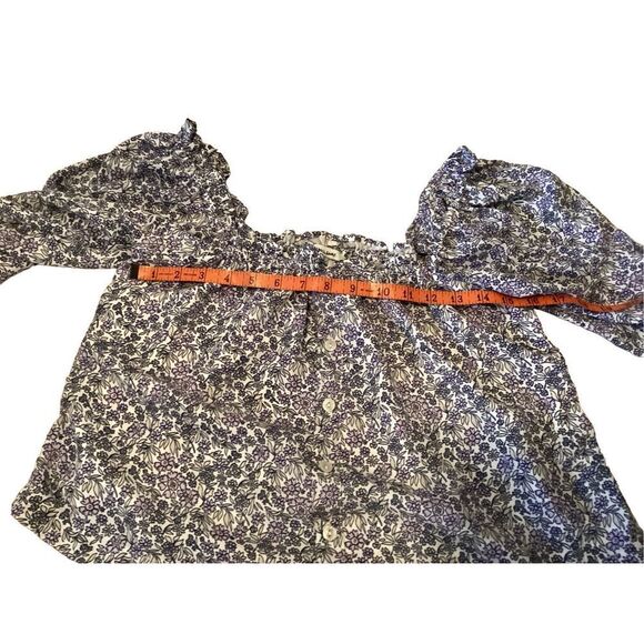 American Eagle Floral Blouse Lightweight Buttons Boho Bohemian Preppy School - Picture 9 of 11